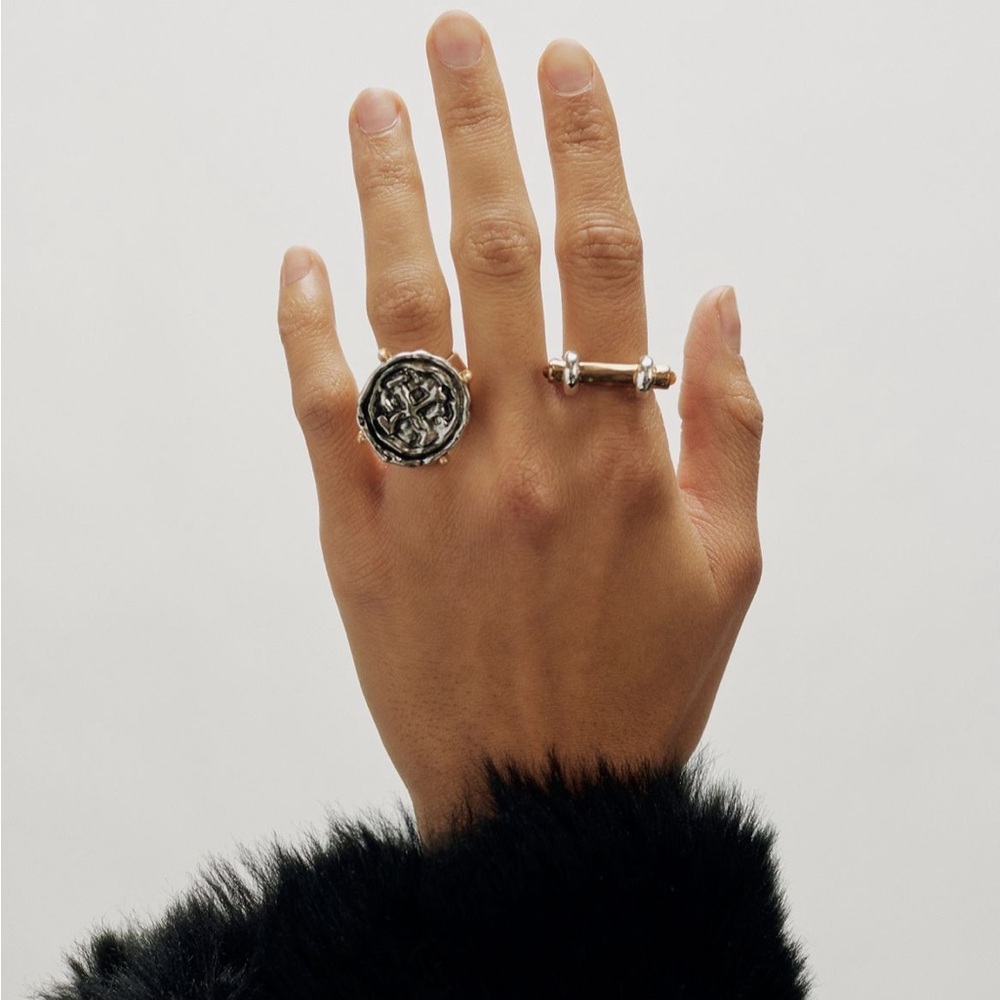 NWT Free People Gold On Lock Ring size 8